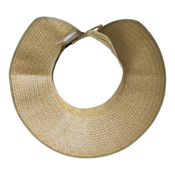 NEW Women's Sun Visor Hat in Natural Beige Straw (16" diameter) - Picture 2 of 4